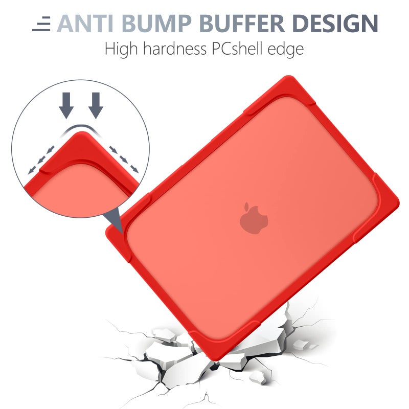 Batianda Heavy Duty Case for MacBook Pro 13 inch 2022 2020 Release A2338 M2 M1 A2289 A2251, Ergonomic Foldable Kickstand (Holds 22lbs) Matte Translucent Shockproof Cover with Spare Parts, Red - Image 5